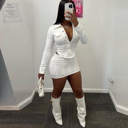 Conjunto de dos piezas de falda corta y mono de verano, ropa informal sexy para mujer