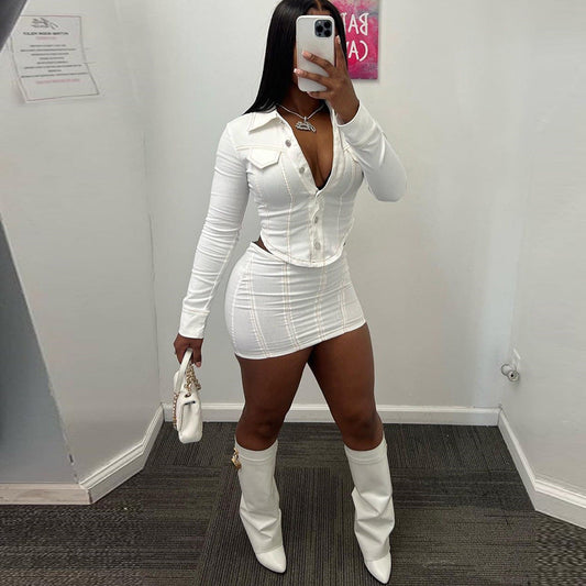 Conjunto de dos piezas de falda corta y mono de verano, ropa informal sexy para mujer