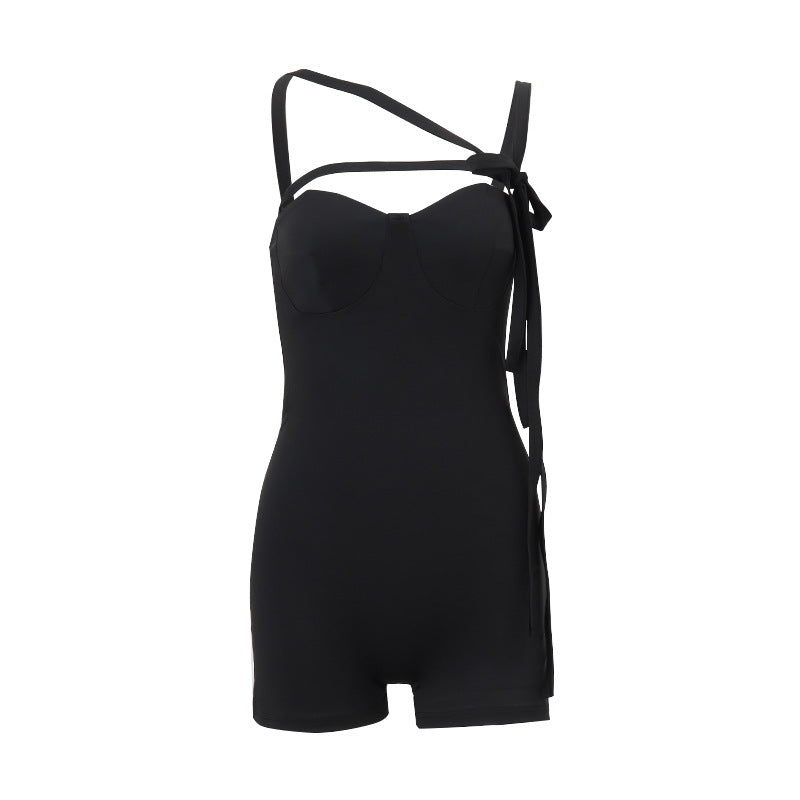 Body de primavera sexy con tirantes y hombros descubiertos para mujer
