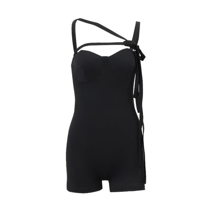 Body de primavera sexy con tirantes y hombros descubiertos para mujer