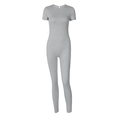 Mono deportivo de manga corta para mujer, ropa de invierno con cuello redondo y cremallera, color liso
