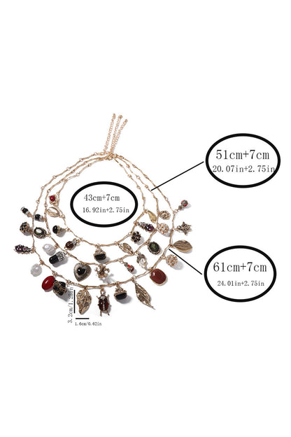 Conjunto de tres collares con múltiples piedras preciosas 
