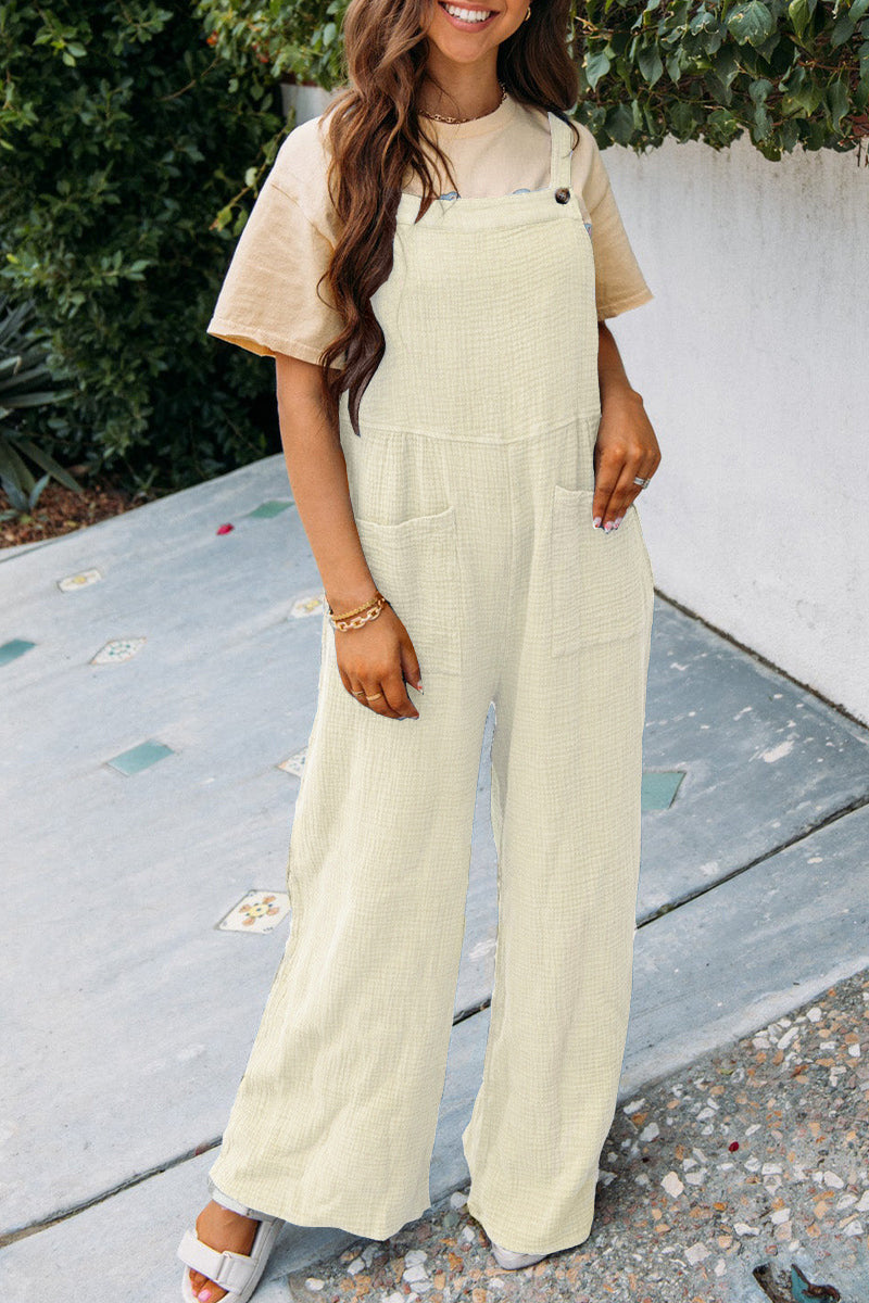 Mono holgado informal de verano para mujer, de color liso, con bolsillos y cuello cuadrado