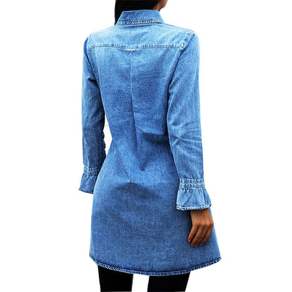 Chaqueta Mujer Otoño Invierno Nuevo Vestido Mezclilla Ajustado Moda Europea Vestido Mezclilla Mujer Sexy