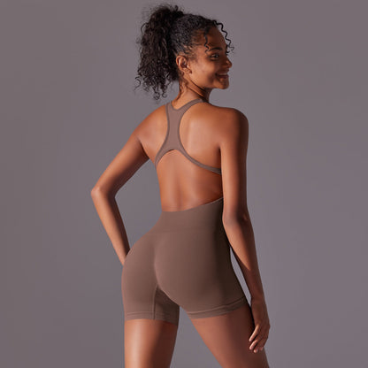 Mono de yoga sin costuras con espalda ajustada para mujer, de una pieza, para levantar la cadera, para deportes, pilates, fitness y yoga.