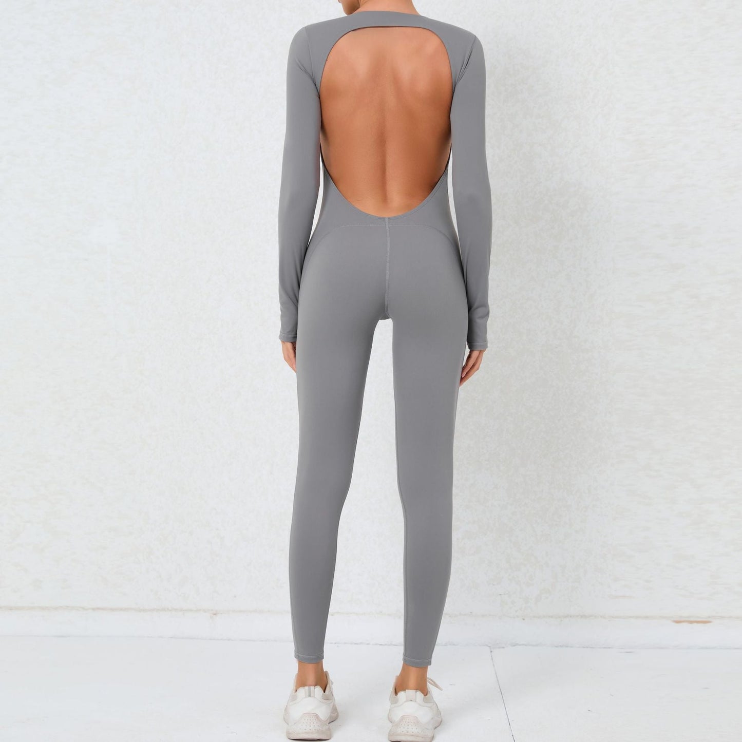 Mono de yoga de manga larga con espalda descubierta y tacto nude, sexy, de alta resistencia, para fitness, deportivo, de una pieza.