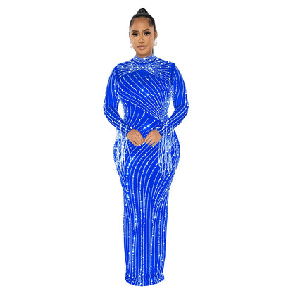 Conjunto de dos piezas de malla transparente con forro de manga larga y perforación para mujer