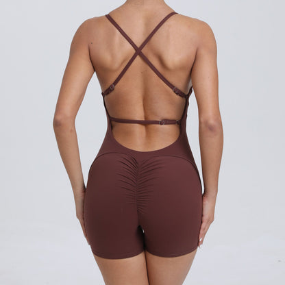 Mono de yoga ajustado con realce de cadera y espalda para mujer, ropa deportiva de secado rápido para correr al aire libre