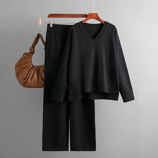 Conjunto de dos piezas formado por jersey y pantalón corto, para mujer, otoño e invierno