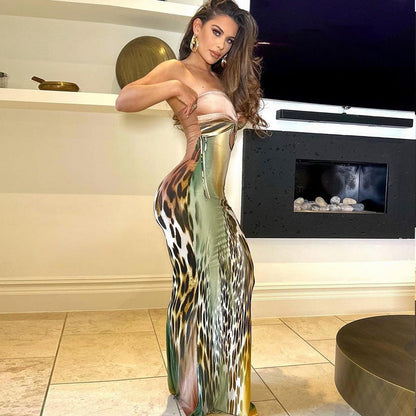 Vestido ajustado con aberturas y corte cruzado para mujer, de longitud media, con aberturas y corte cruzado, vestido de un solo paso