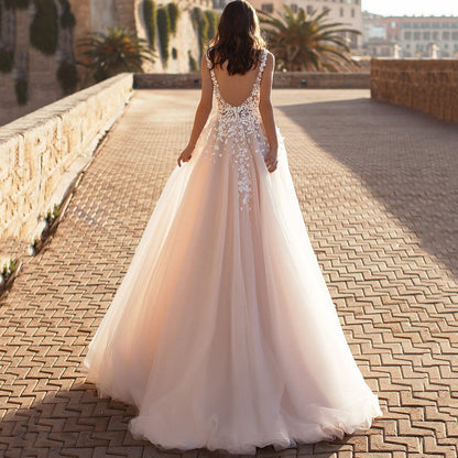 Vestido de verano para mujer, sexy, de encaje, sin mangas, escote en V profundo, vestido de boda bordado