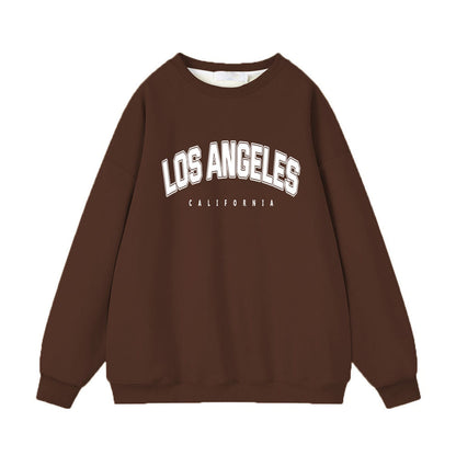 Sudadera holgada con estampado de letras retro y manga larga con forro polar para otoño e invierno