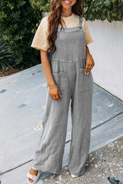 Mono holgado informal de verano para mujer, de color liso, con bolsillos y cuello cuadrado