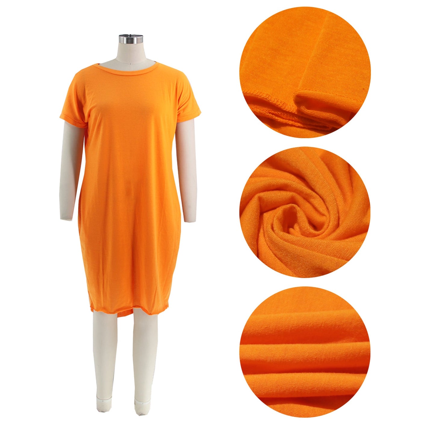 Vestido asimétrico irregular de verano con bolsillos delanteros, cortos y traseros de color liso