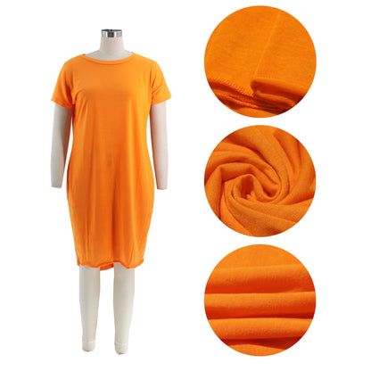 Vestido asimétrico irregular de verano con bolsillos delanteros, cortos y traseros de color liso