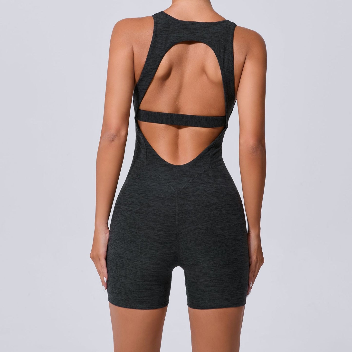 Mono de yoga de una pieza con espalda descubierta y recortes de arena otoñal, ajustado, adelgazante, para levantar la cadera, ropa deportiva de una pieza para mujer