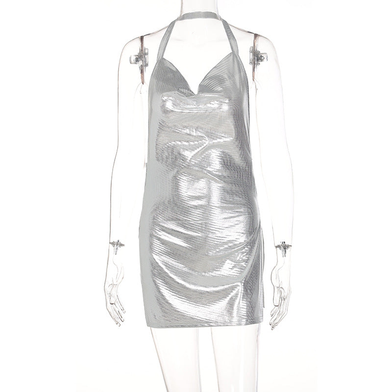 Vestido ajustado con abertura y espalda descubierta de color liso para mujer, ropa de primavera y verano