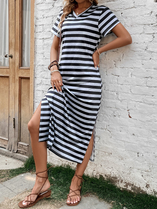 Women Loose Comfortable Striped Casual Dress
