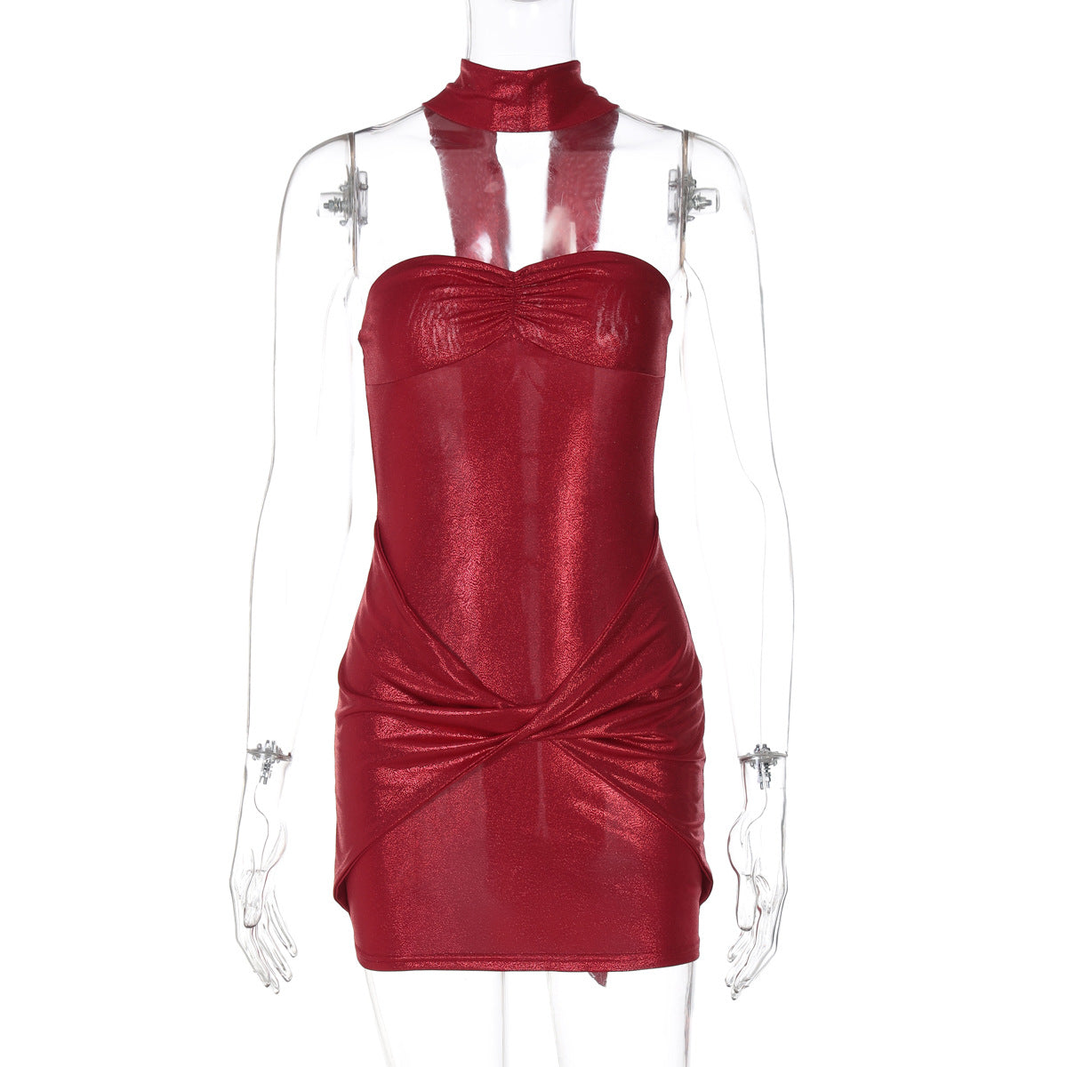 Vestido tubo ajustado y adelgazante con escote en V profundo y escote en V profundo para mujer