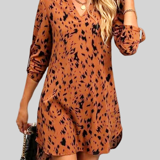 Traje clásico para mujer, vestido de manga larga con cintura alta.