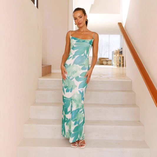 Ropa de primavera y verano para mujer, chaleco sin mangas estampado de verano, camisola sexy, vestido ajustado a la cadera para mujer