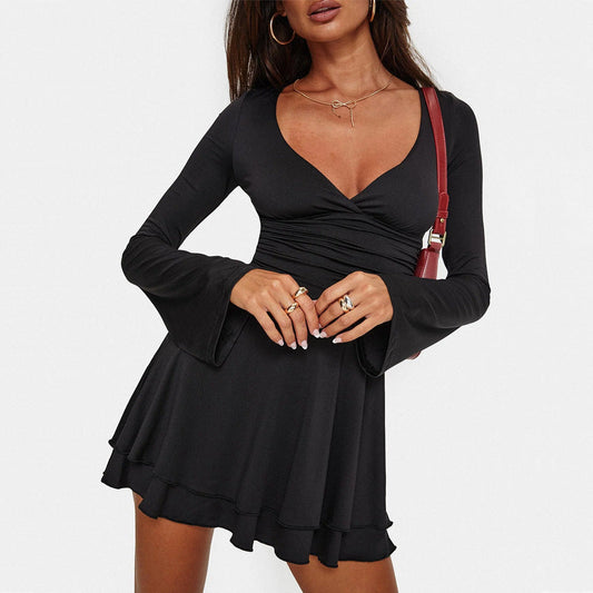 Dress Elegant Sexy Sexy Deep V Plunge Long Sleeve Dress