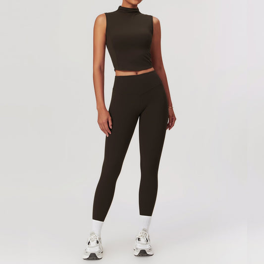 Conjunto de yoga ajustado y cepillado para mujer, para adelgazar, belleza, espalda, ejercicio, ropa informal de fitness y yoga.