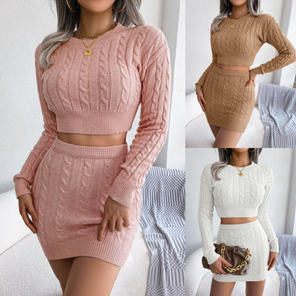 Suéter informal con cuello halter y falda a la cadera para mujer, otoño e invierno