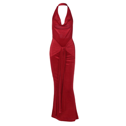 Vestido de verano ajustado con escote en V y espalda descubierta para mujer