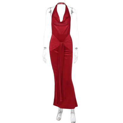 Vestido de verano ajustado con escote en V y espalda descubierta para mujer