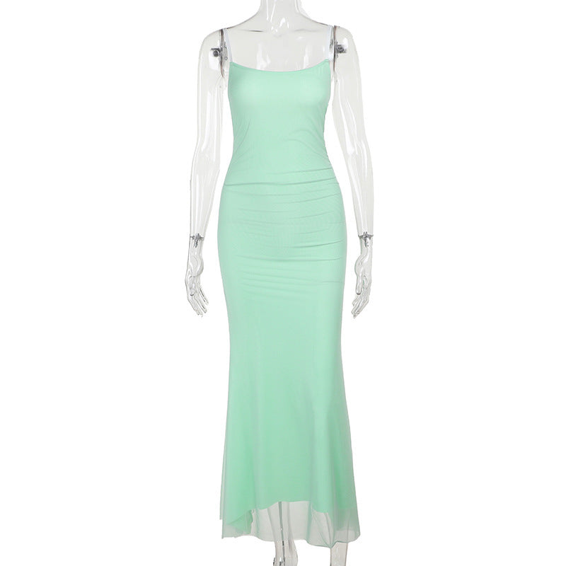Vestido de verano sexy con tirantes en contraste de colores y corte entallado para mujer