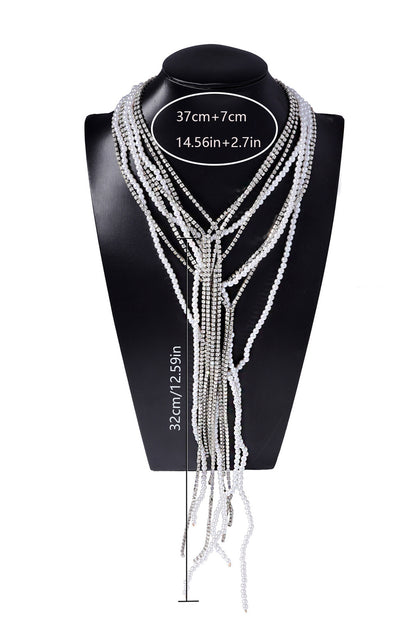 Pearl Rhinestone Multi Strand Necklace