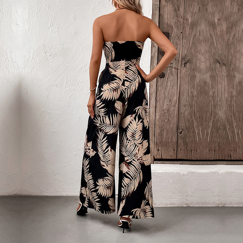 Mono de verano con top de tubo estampado para mujer