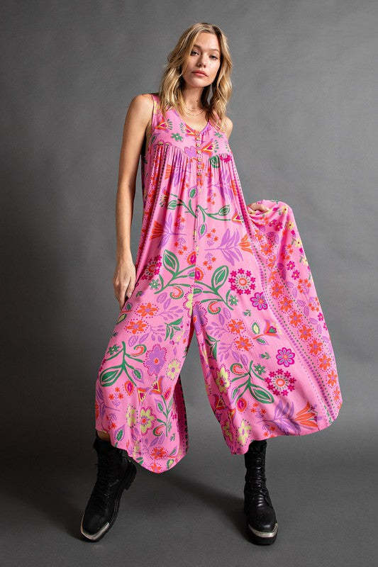 Mono holgado sin mangas con estampado vintage para mujer de verano