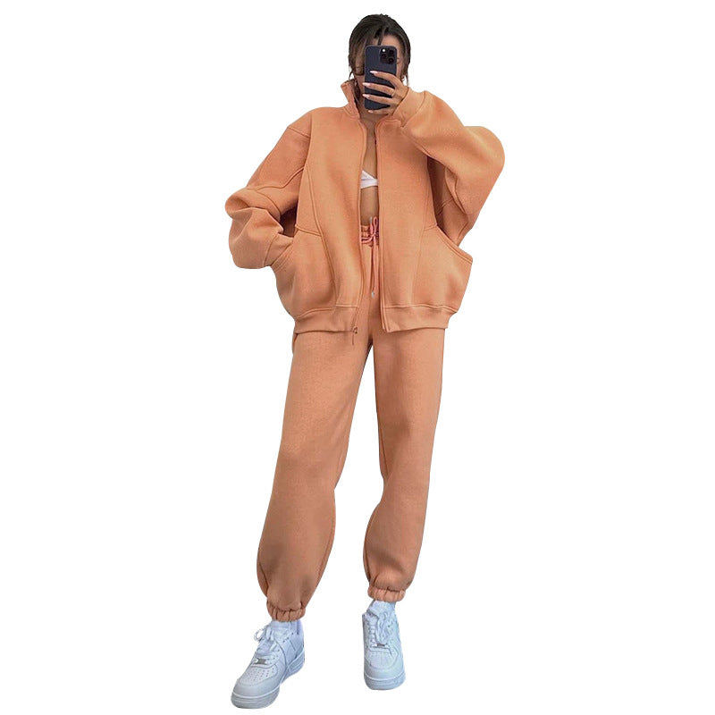 Cárdigan de cuello alto de color liso para otoño e invierno, suéteres de manga larga, ropa de mujer, pantalones casuales, traje