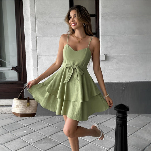 Elegant Dress Summer Ruffled Slip Dress