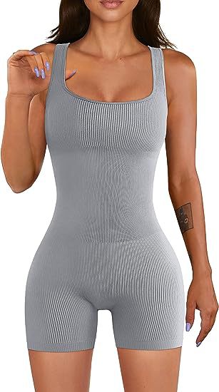 Mono deportivo sin mangas con cuello cuadrado acanalado para mujer