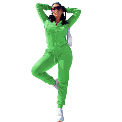 Conjunto de dos piezas de cárdigan informal de terciopelo de zorro plateado para mujer