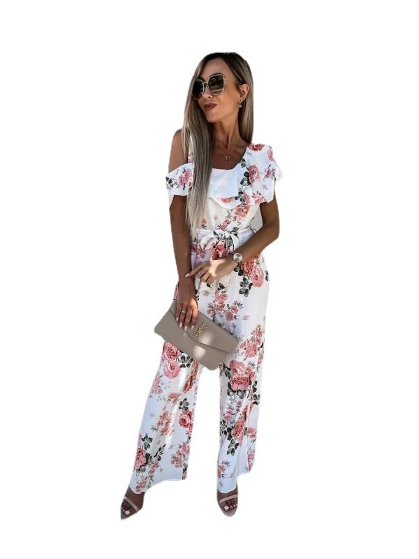 Mono holgado de verano con cordones y estampado