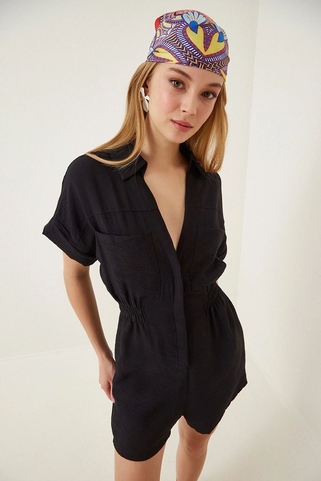 Pantalones cortos de lino y algodón para mujer, de manga corta, holgados, con cintura ajustada y pierna ancha, informales