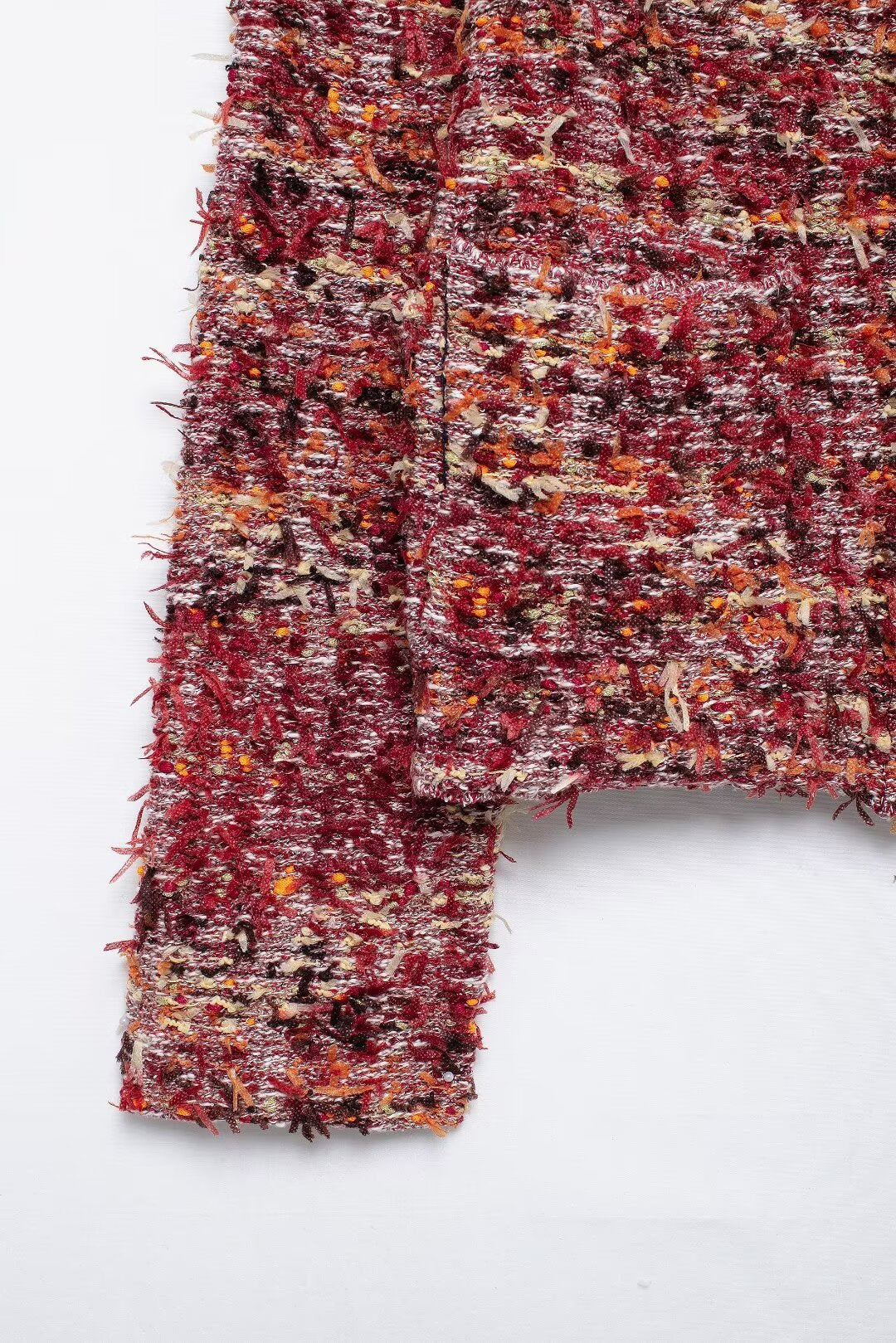 Cárdigan de cuello redondo de tweed texturizado 