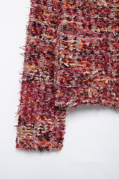 Cárdigan de cuello redondo de tweed texturizado 