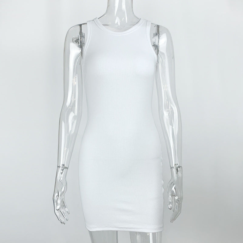 Vestido de verano para mujer, sin mangas, sexy, ajustado, sencillo y a la cadera