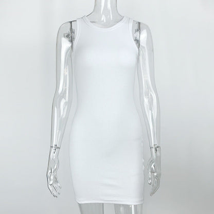 Vestido de verano para mujer, sin mangas, sexy, ajustado, sencillo y a la cadera