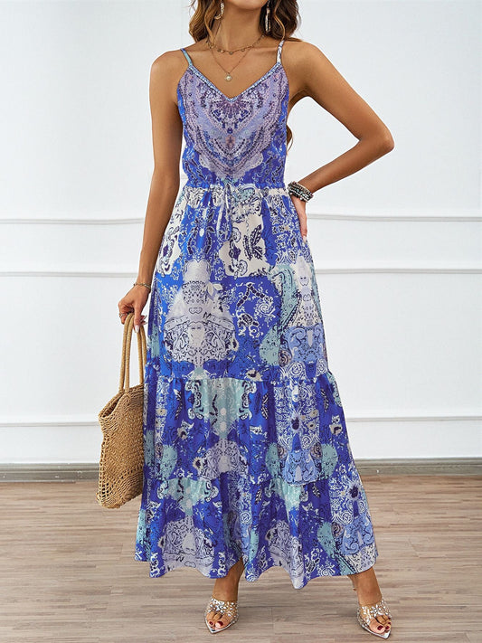 Summer Dress Sexy Strap Backless Loose Print Dress