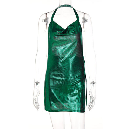 Vestido ajustado con abertura y espalda descubierta de color liso para mujer, ropa de primavera y verano