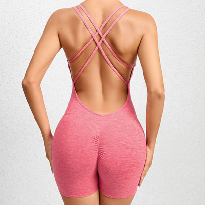 Pantalones de yoga plisados de color melocotón para mujer, de secado rápido, para entrenamiento, baile y deportes.