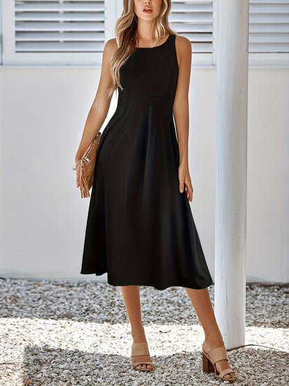 Vestido sexy sin mangas de color sólido de corte entallado para mujer