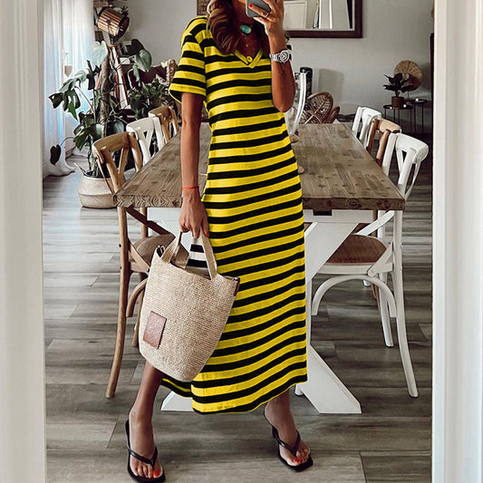 Summer Best Women Clothes Slit Loose Printed Dress