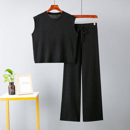 Ropa de verano para mujer, traje holgado informal de dos piezas, traje de color liso